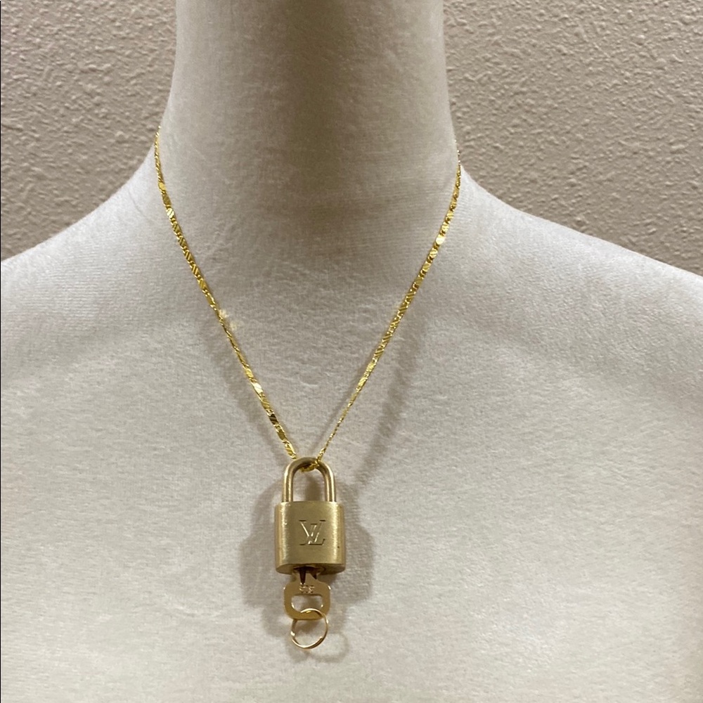 Louis Vuitton Gold Lock Pendant Necklace #303